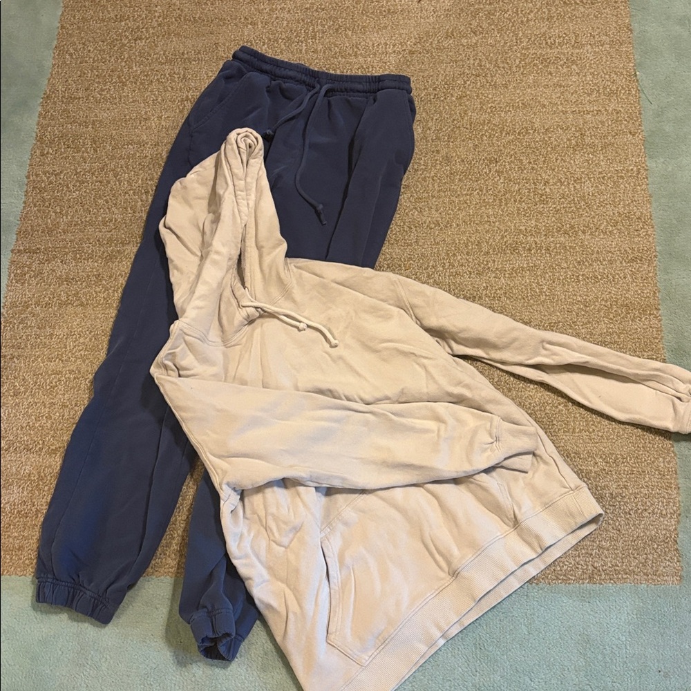 Cotton On Men's Light Gray Hoodie Sweatshirt and Men’s Navy Blue Sweats